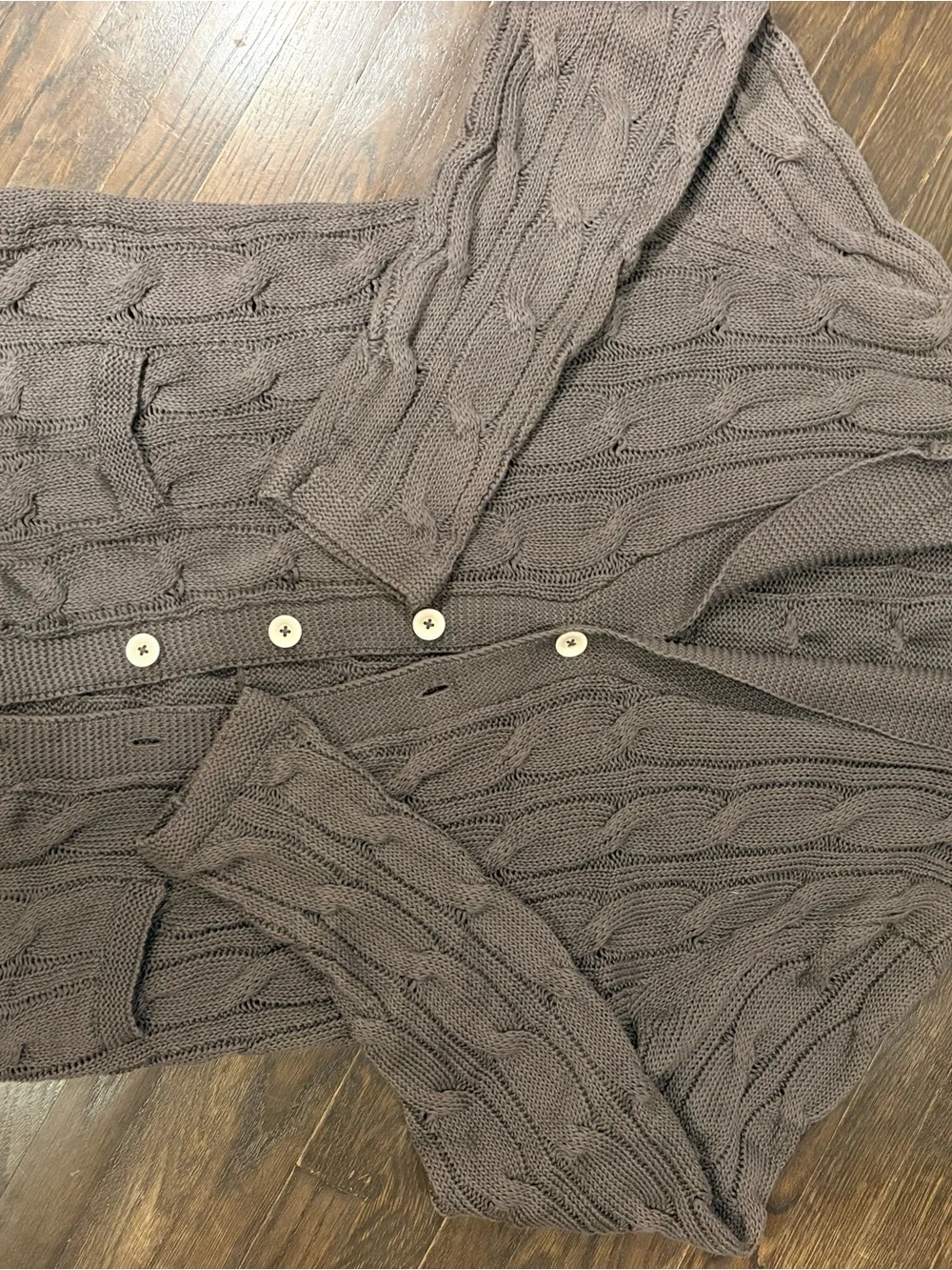 Men’s Vince Cable Knit Button-Front Sweater Cardigan - Taupe